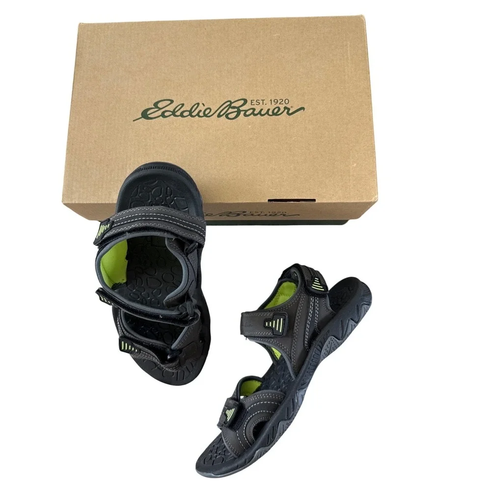 Eddie Bauer Cape Sandals Mens 9M Grey Lime Sport Hiking Strappy New in Box
